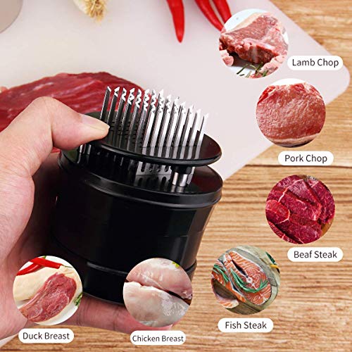 Ablandador de carne de aguja, 56 cuchillas de acero inoxidable perfectas para ablandar carne de vacuno, carne de pollo, cerdo y cordero, accesorios de herramientas de cocción premium