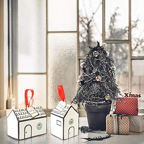 ABOOFAN Caja de Dulces Navideños Caja Decorativa de Galletas Navideñas con Cuerda Y Etiquetas de Papel Caja de Embalaje de Regalo para Navidad Año Nuevo Favor de Fiesta