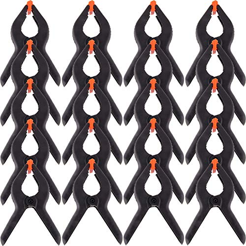 Abrazadera de Resorte, FANDE 20 Piezas Juego de Pinzas de Resorte Nylon Abrazaderas de Resorte para Estudio Fotografía Fondos, Lienzos, Obras de Arte o Aplicación de Casa (2Inch, 3Inch)