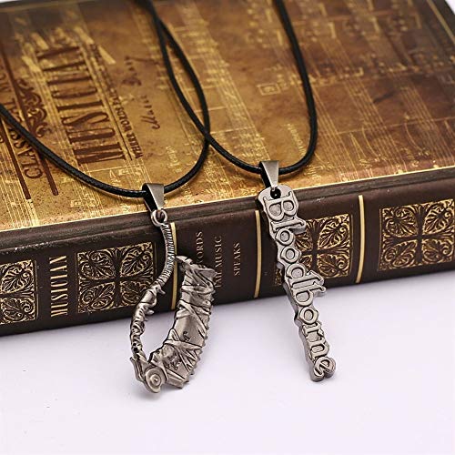 Accesorios Collar de Cadena de Cuero Bloodborne Source Curse Old Hunter Vintage Metal Colgante Collar Regalo (Metal Color : 1)