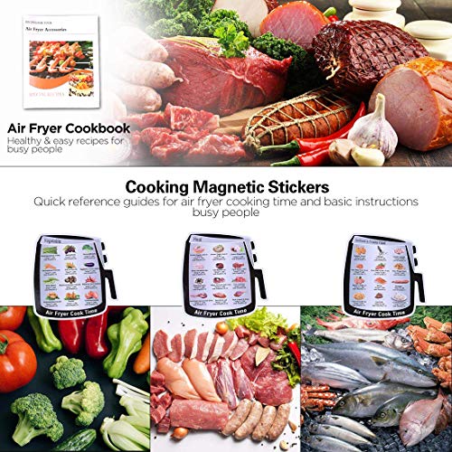 Accesorios para la freidora de aire, kits universales de accesorios, con la forma por el pastel/cacerola por la pizza/apoyo metálico/asador de espetón/forma para el pan/tapete de silicona (8inch)
