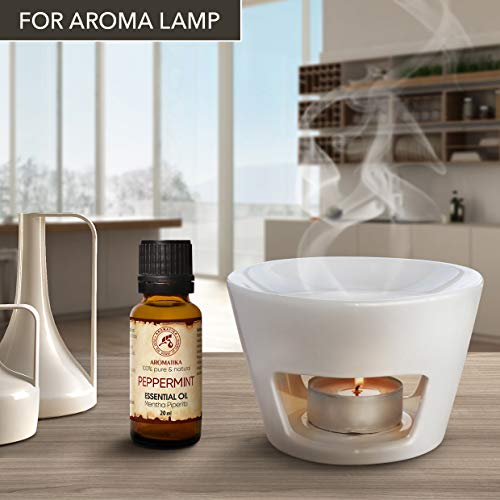 Aceite Esencial de Menta 20ml - Mentha Piperita - India - 100% Puro y Natural - Aceites Esenciales de Menta para Alivio del Estrés - Sauna - Relajación - Spa - Difusor Aromático - Lámpara de Aroma