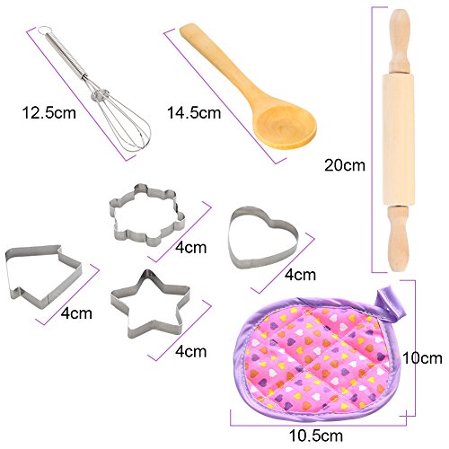 Acekid Cooking Dress Up para niños, 15 Piezas para niñas Kits de Delantales Impermeables con Chef Hat, Mitt de Cocina y cortadores de Galletas, Idea para Hornear, Pintura y jardinería