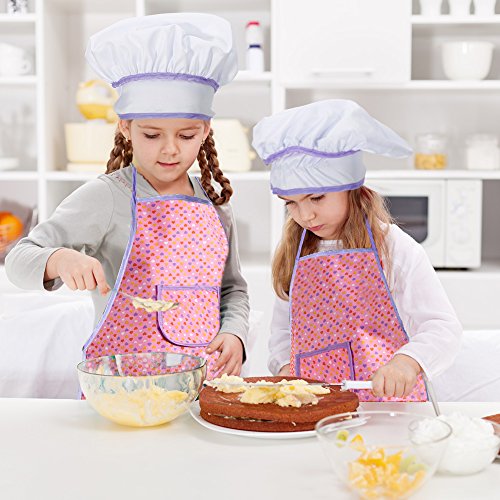 Acekid Cooking Dress Up para niños, 15 Piezas para niñas Kits de Delantales Impermeables con Chef Hat, Mitt de Cocina y cortadores de Galletas, Idea para Hornear, Pintura y jardinería