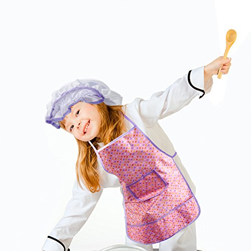 Acekid Cooking Dress Up para niños, 15 Piezas para niñas Kits de Delantales Impermeables con Chef Hat, Mitt de Cocina y cortadores de Galletas, Idea para Hornear, Pintura y jardinería