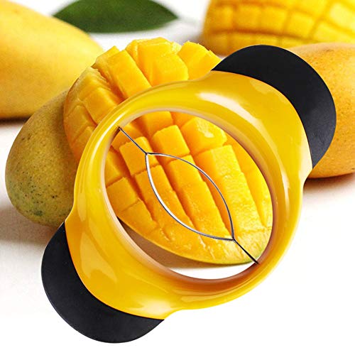 Acero Inoxidable Cortador de Mango y Pelador, Cortador de Descorazonador de Mango con Asas Blandas, Portátil Cortadora de Frutas,2pcs