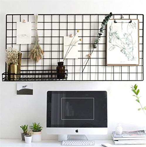 Actualice el estante de la rejilla de la pared, la rejilla de hierro DIY de la foto, la decoración de la pared, el pizarrón, la foto en el tablero de notas que cuelga en la familia(40 * 80 cm) Negro