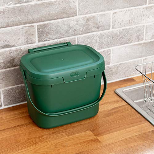Addis Everyday - Papelera de Cocina, para residuos de Alimentos, para compostar, plástico, Verde Oscuro, Compost Caddy