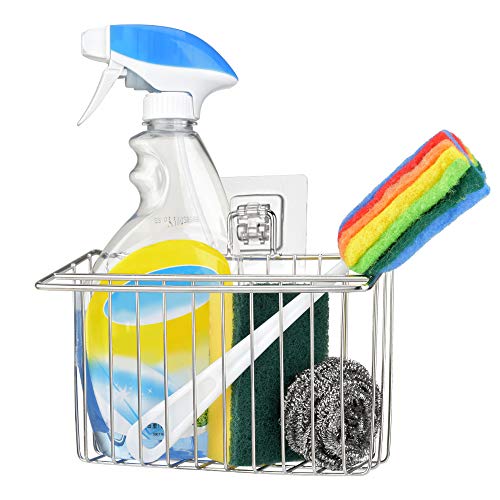 Adhesivo Estante de almacenamiento para fregadero Organizador Sink Caddy Soporte para Utensilios de Cocina para el Fregadero Acero Inoxidable 304 Limpieza de Cocina Organizador porta esponja