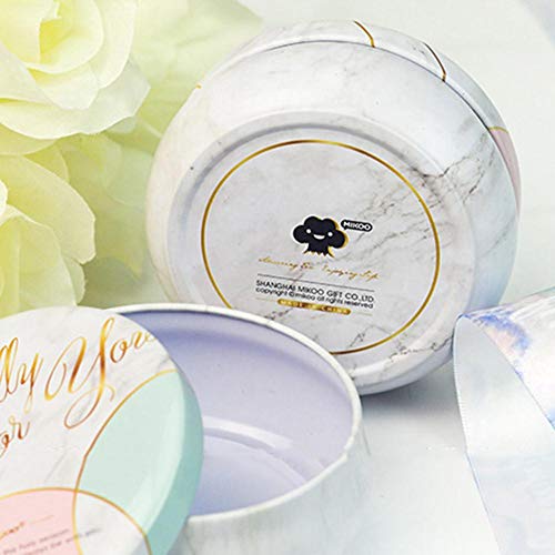 Adminitto88 Patrón De Mármol Hojalata Cajas De Dulces Tambor Pequeño Forma Tanque De Almacenamiento Galletas Caja De Lata Caja De Almacenamiento Estirable Flor De Té Puede Decoración del Hogar