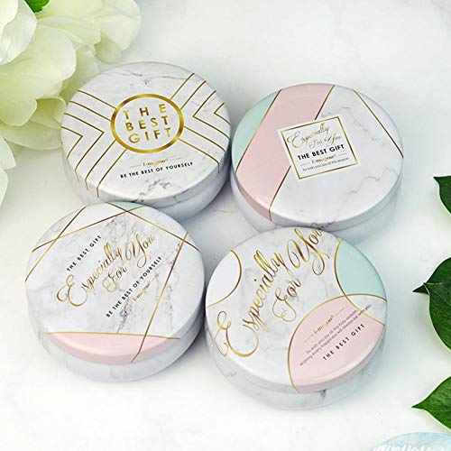 Adminitto88 Patrón De Mármol Hojalata Cajas De Dulces Tambor Pequeño Forma Tanque De Almacenamiento Galletas Caja De Lata Caja De Almacenamiento Estirable Flor De Té Puede Decoración del Hogar