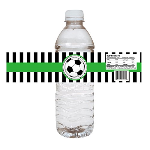 Adorebynat Party Decorations - EU Etiquetas de la botella de agua del partido de fútbol - la muchacha del cumpleaños del bebé pegatinas de ducha - conjunto de 12
