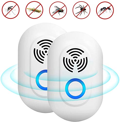 ADORIC Repelente Ultrasónico Mosquitos Control de Plagas para Las Moscas, Cucarachas, Arañas, Hormigas, Ratas y Ratones, Insectos Antimosquitos Eléctrico Extra Fuerte para Interiores (2 Packs)
