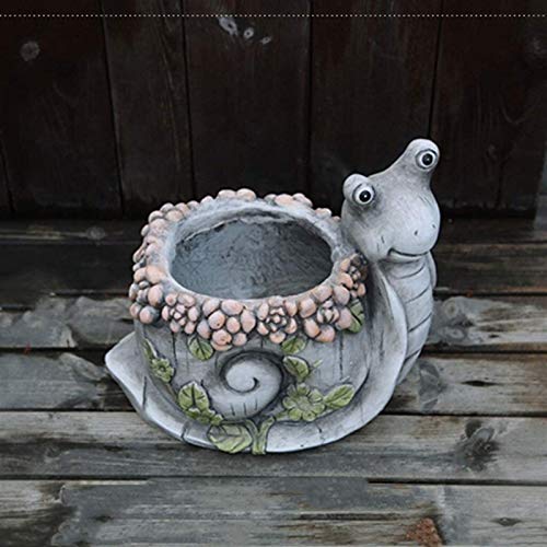 Adorno de Jardin Macetas de Animales Tiesto Linda Creativa Rural Tiesto Caracol jardinería suculento de Tiesto sin incluir Las Flores (Color : Gray, Size : 32 * 20 * 29cm)