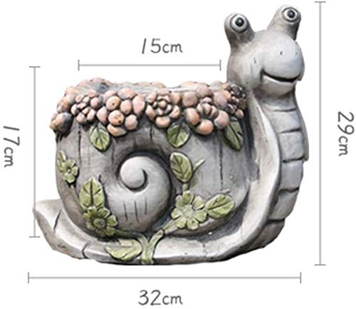 Adorno de Jardin Macetas de Animales Tiesto Linda Creativa Rural Tiesto Caracol jardinería suculento de Tiesto sin incluir Las Flores (Color : Gray, Size : 32 * 20 * 29cm)