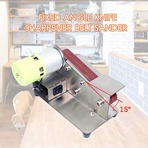 Afilador de cuchillos de ángulo fijo de 15 grados Lijadora de banda Pulidora ajustable de 7 niveles Máquina pulidora de 100 W con 10 piezas de cintas de lijado