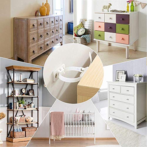 Afufu Cerraduras de Seguridad para Niños, 12 juegos Anclaje Armario Pared de Nylon & Seguridad Bebe Kit Anclar Muebles, Anclaje Antivuelco Correas para Muebles para Protección de Bebés y Mascotas