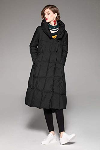 AGAOXING Ropa de plumón Chaqueta Elegante de Invierno para Mujer, Abrigo abrigado, Cuello Alto, Chaqueta Femenina Suelta, Negro, S