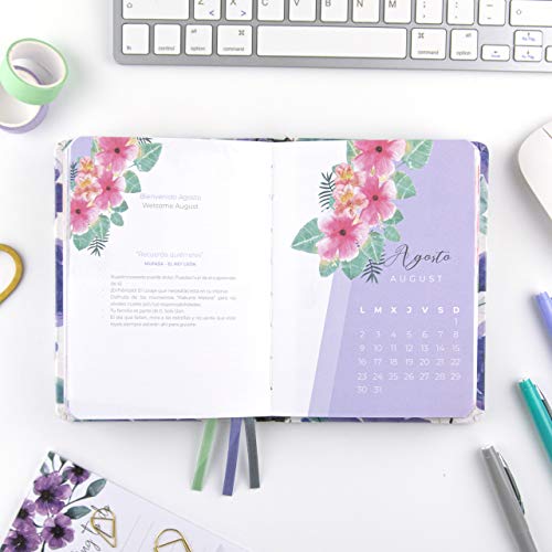 Agenda 2021 Violeta - Semana Vista - 224 Páginas - Tamaño A6-12,5 x 17 cm