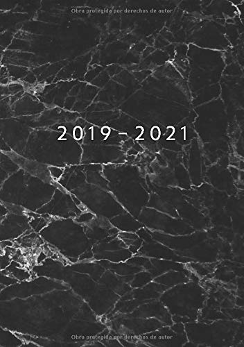 Agenda Junio 2019 - Mayo 2020: Vista Semanal | 1 Semana en 2 Páginas | 12 Meses Planificador y Calendario | A5 Planner | Mármol Negro