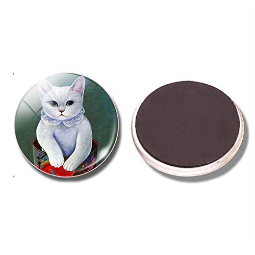 AGGIEYOU 2 unids Gato Encantador 30 MM Imán de Nevera Divertido Gato Negro Luna Cúpula de Cristal Magnética Refrigerador Pegatinas Tenedor de la Nota Decoración para el hogar, Paquete DE 1