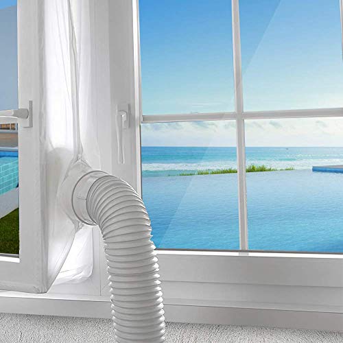 AGPTEK 400CM Aislamiento Ventanas para Aire Acondicionado Móvil y Secadora, Sello de Ventanas Impermeable, Anti UV, Anti-Mosquitos, con Dual Cremallera