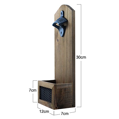 AHDECOR Abrebotellas montado en la Pared de Madera del Vintage, abrelatas Colgante y Tenedor de la Tapa, 12 x 7 x 30 cm