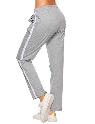 Aibrou 100% Algodón Pantalones Deportivos para Mujer Pantalones de Pijama Largos Primavera Verano Pantalón de Chándal con Bolsilpara Gimnasio Deportes Correr Jogging
