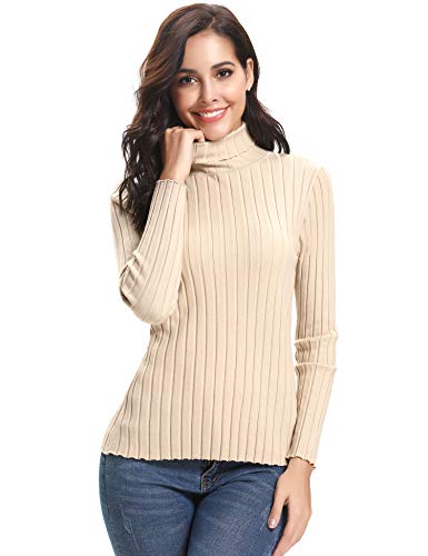 Aibrou Suéter de Cuello Alto para Mujer, Jersey Cuello Alto Manga Larga Mujer Primavera y Otoño