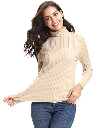 Aibrou Suéter de Cuello Alto para Mujer, Jersey Cuello Alto Manga Larga Mujer Primavera y Otoño