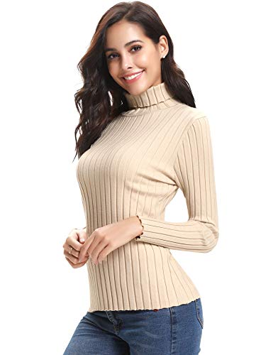 Aibrou Suéter de Cuello Alto para Mujer, Jersey Cuello Alto Manga Larga Mujer Primavera y Otoño