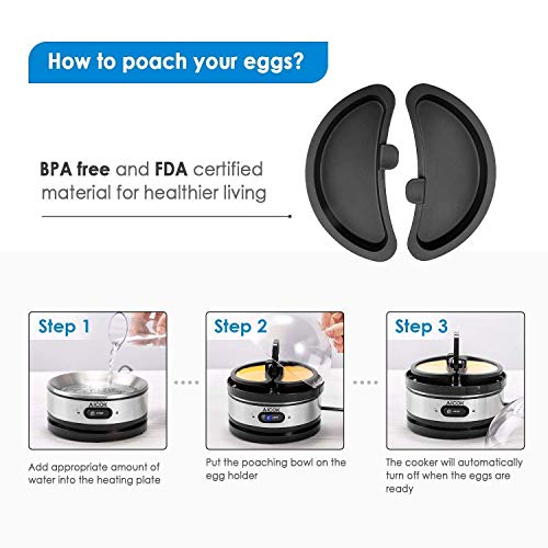 Aicok Cocedor de Huevos, Hervidor de Huevos Eléctrico con Capacidad para 1-7 Huevos Moderno, Cuece Huevos de Acero Inoxidable, Mantenimiento de Temperatura y Apagado Automático