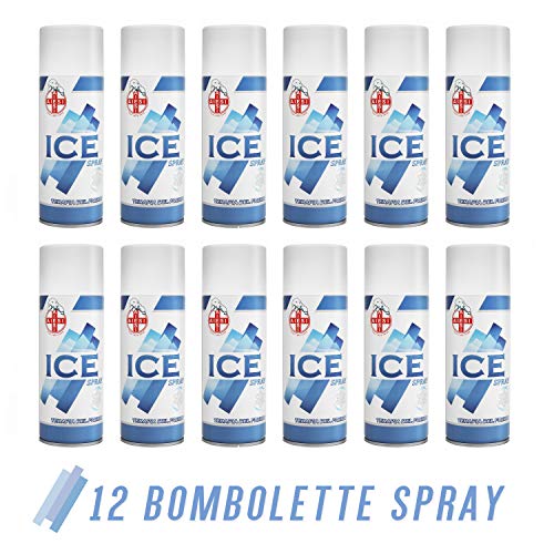 AIESI® Hielo Spray instantáneo con MENTOL lata de 400 ml ICE SPRAY (Paquete de 12 piezas) # Made in Italy