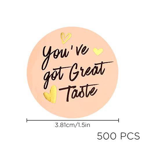 AIEX 3.81cm You've Got Great Taste Etiquetas de Negocios Etiquetas de Agradecimiento Etiquetas Adhesivas para Sellado de Sobres, Panadería, Decoración de Restaurantes (1 Rollo, 500 Pegatinas)