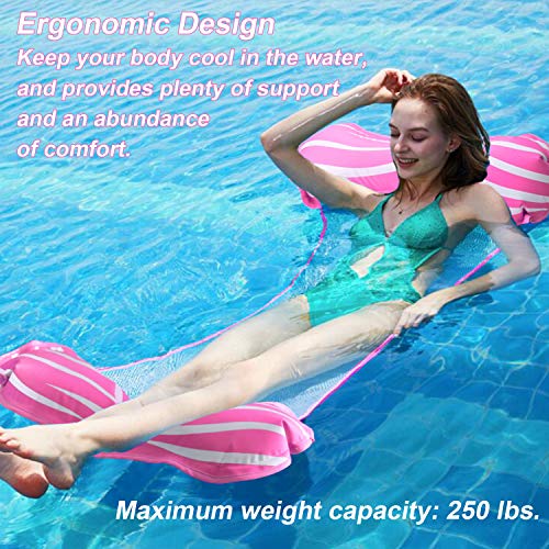Aiglam Hamaca Flotante para Piscina Tumbona de Piscina Hamaca Flotante Balsas Inflables Sofá de Aire para Piscina Silla Flotante Cama Drifter, Flotador de Playa para Adultos (Rosado)