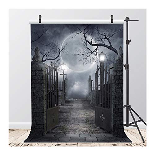 AIIKES 5x7FT Fondo de fotografía de Halloween Luna Negra Retro Vinilo Fotografía Fondo de fotografía Fiesta Festival Fotografía Telón de Fondo Estudio Props 10-704