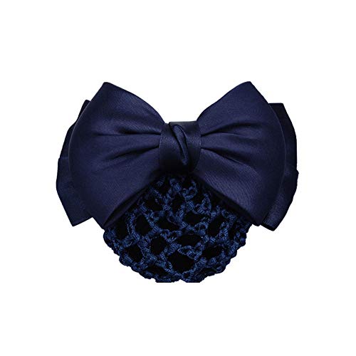 aimaoer Cabeza de flor de cabello profesional redecilla de disco conjunto red para el cabello enfermera de azafata banco catering trabajo negocio danza pelo setsbow tinta azul