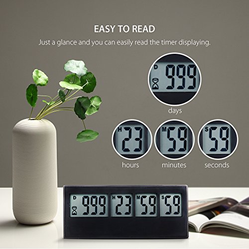 AIMILAR - Temporizador digital de cuenta regresiva de 999 días, temporizador de cuenta atrás, para laboratorio, cocina, jubilación, boda, regalo para niños (3 años de garantía)