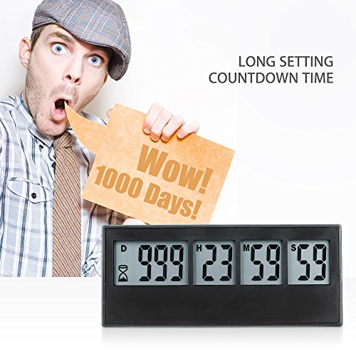AIMILAR - Temporizador digital de cuenta regresiva de 999 días, temporizador de cuenta atrás, para laboratorio, cocina, jubilación, boda, regalo para niños (3 años de garantía)