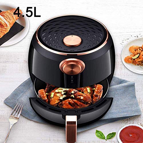 Aire freidora 4.5L, 1400 vatios eléctricos de aire caliente de freidoras, Horno sin Aceite antiadherente Olla con 0-30 minutos Tiempo de fraguado y 80-200 ° C función de ajuste de temperatura for la c
