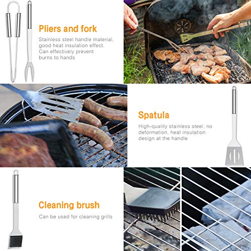 AISITIN Utensilios Barbacoa Accesorios Barbacoa 25 Piezas Kit Barbacoa Set Acero Inoxidable para Hombres Mujeres Camping Barbacoa