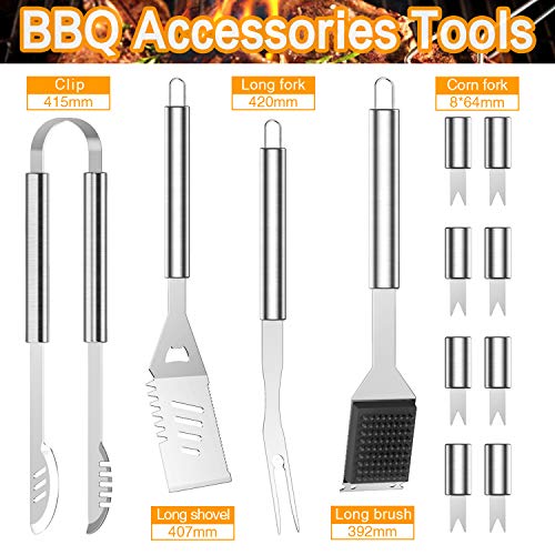 AISITIN Utensilios para Barbacoa Accesorios Barbacoa 35 Piezas Kit Barbacoa Set Acero Inoxidable para Hombres Mujeres Acampan Barbacoa