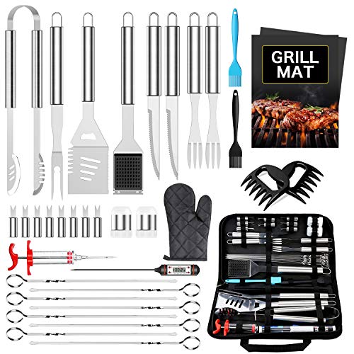 AISITIN Utensilios para Barbacoa Accesorios Barbacoa 35 Piezas Kit Barbacoa Set Acero Inoxidable para Hombres Mujeres Acampan Barbacoa