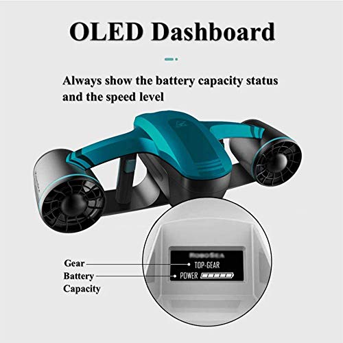 AJH Bajo el Agua Scooter eléctrico subacuático, equilibrado Diseño con Twin Hélices, 2 velocidades, 30min, batería de Larga duración, Apto para bucear en la Playa del Parque acuático