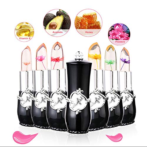 AJUMKER Bálsamo labial natural Lápiz labial de gelatina que cambia de color Tentación hidratante natural Bálsamo labial de flores secas Antiarrugas Bálsamo labial de invierno femenino Púrpura