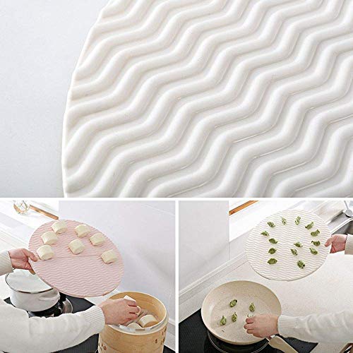 AKAMAS - Bandeja de Almacenamiento de Alimentos Plegable y Antiadherente de plástico para zumos, Fideos, panes, Bollos de Relleno, 35 cm, Color Blanco