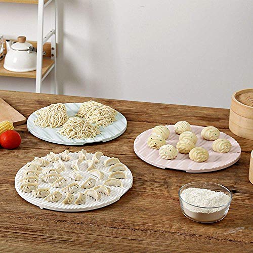 AKAMAS - Bandeja de Almacenamiento de Alimentos Plegable y Antiadherente de plástico para zumos, Fideos, panes, Bollos de Relleno, 35 cm, Color Blanco