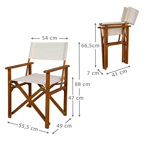 Aktive 61025 - Silla plegable director madera acacia Garden 55,5 x 49 x 88 cm