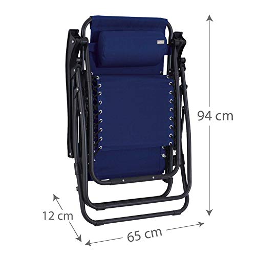 Aktive 62190 - Tumbona Gravedad Cero azul, reclinable y plegable Beach 65x178x110 cm