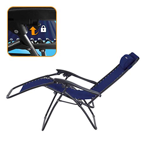 Aktive 62190 - Tumbona Gravedad Cero azul, reclinable y plegable Beach 65x178x110 cm